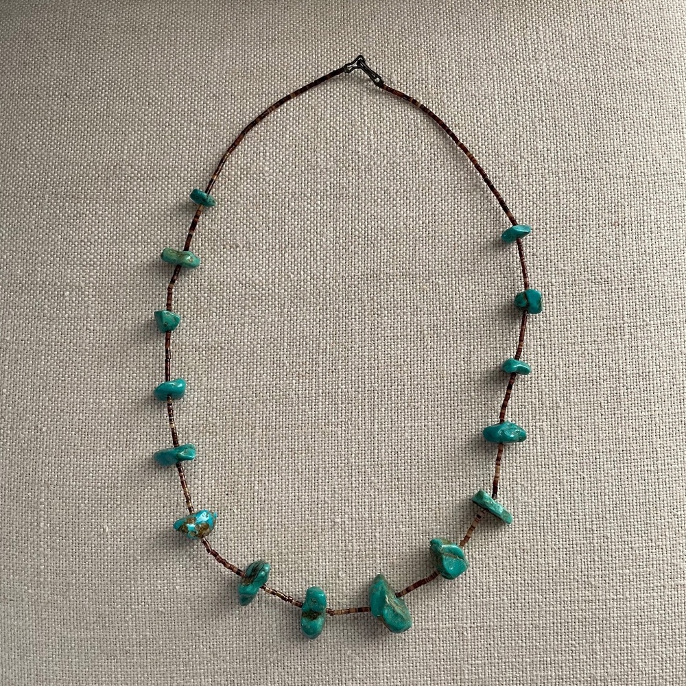 Vintage Artisan Turquoise Nugget Bead Necklace
